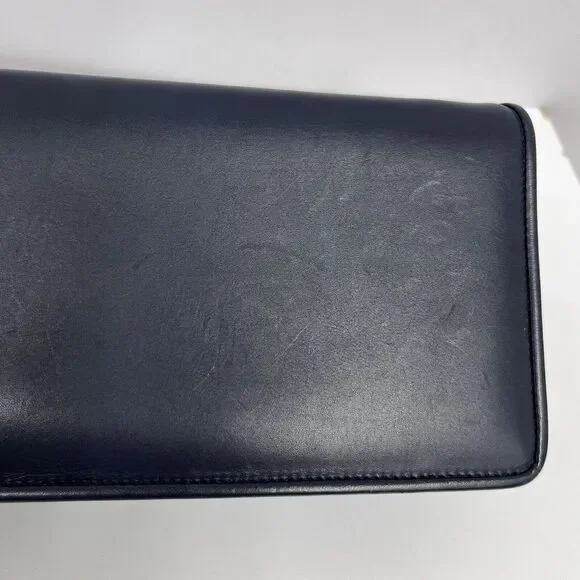 Vintage Salvatore Ferragamo Leather‎ Shoulder Bag or Clutch Navy Blue Rectangle - Picture 15 of 15